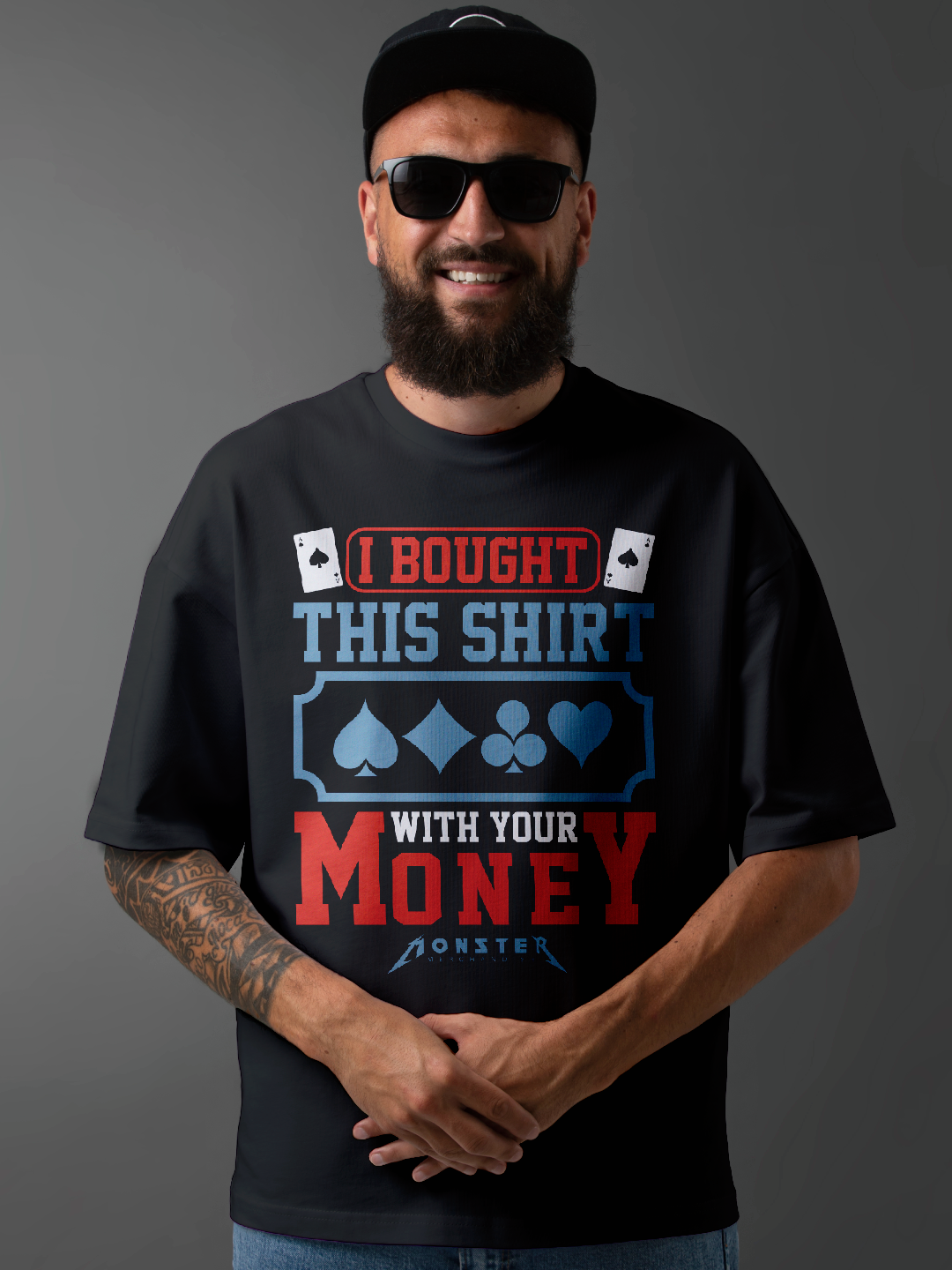 Your Money Poker Unisex Oversized Tee