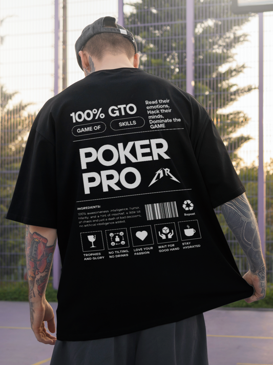 GTO Unisex Oversized Poker Tee - Black