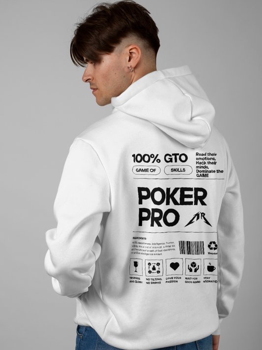 GTO Unisex Oversized Poker Hoodie - White
